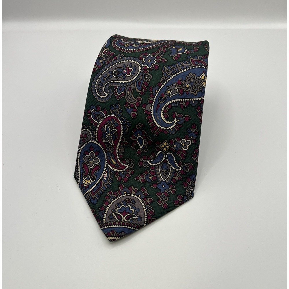 Jos. A. Bank Executive Collection Green Paisley Silk Necktie Made in USA